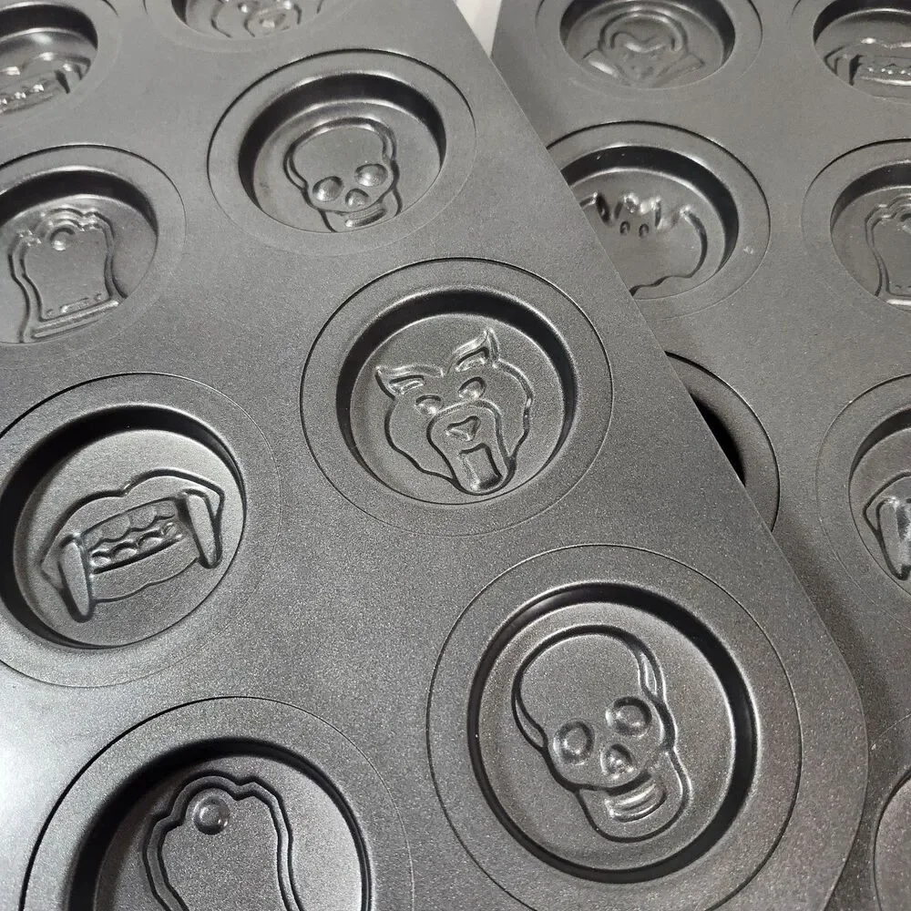 5 Wilton Halloween Cookie Pans Pumpkin Ghost Bat Holiday Skull Tombstone Baking